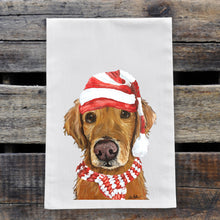 Load image into Gallery viewer, Christmas Dog Towel 'Golden Retriever', Holiday Dog Towel