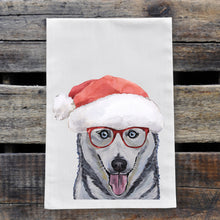 Load image into Gallery viewer, Christmas Dog Towel 'Husky', Holiday Dog Towel