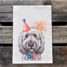 Load image into Gallery viewer, July 4th Doodle Tea Towel, Cute Towel, Festive Kitchen Decor