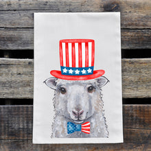 Load image into Gallery viewer, July 4th Sheep Tea Towel, Cute Towel, Festive Kitchen Decor