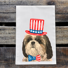 Load image into Gallery viewer, July 4th Shih Tzu Tea Towel, Cute Towel, Festive Kitchen Decor