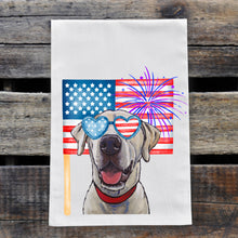 Load image into Gallery viewer, July 4th Yellow Lab Tea Towel, Cute Towel, Festive Kitchen Decor