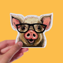 Load image into Gallery viewer, Pig Sticker, 4" Sticker, Cute Pig Glasses Sticker