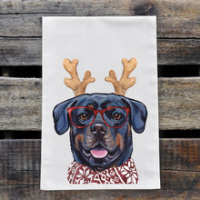 Load image into Gallery viewer, Christmas Dog Towel 'Rottweiler', Holiday Dog Towel