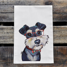 Load image into Gallery viewer, Christmas Dog Towel 'Schnauzer', Holiday Dog Towel
