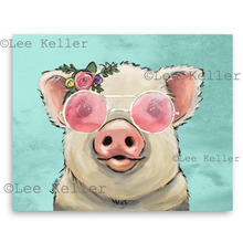 Load image into Gallery viewer, Pig Art, 'Paisley with Pink Glasses' Pig Print