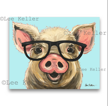 Load image into Gallery viewer, Pig Art, 'Posey with Glasses' Pig Print