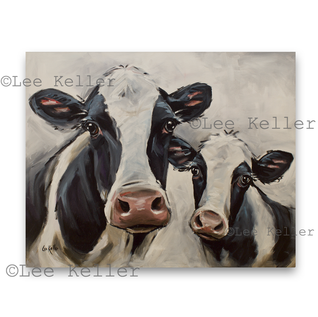 Cow Art, 'Mom & Baby' Cow Print