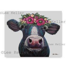 Load image into Gallery viewer, Cow Art, 'Clara with Flowers' Cow Print