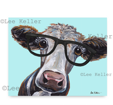 Load image into Gallery viewer, Cow Art, 'Cora with Glasses' Cow Print