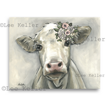 Load image into Gallery viewer, Cow art print ‘Annabelle’ Pastel Boho Flower Art Print
