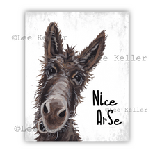 Load image into Gallery viewer, Bathroom Donkey Art Print, Funny Donkey 'Nice Arse' Bathroom Art Print