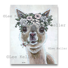 Load image into Gallery viewer, Alpaca Art, &#39;Holly&#39; Pastel Boho Flower Alpaca Print
