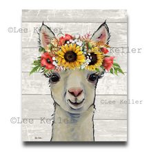 Load image into Gallery viewer, Alpaca Art, 'Sophie' Colorful Sunflower Alpaca Print