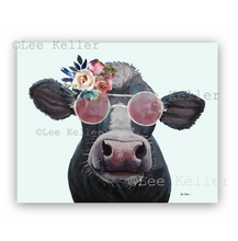 Load image into Gallery viewer, Cow Art Print, 'Clara Pink Glasses' Cow Fine Art Print