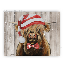 Load image into Gallery viewer, Highland Cow Christmas Art Print, 'Fergus'