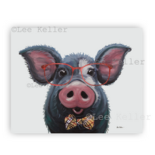 Load image into Gallery viewer, Pig Art Print, 'Lulu with Bowtie' Pig Fine Art Print