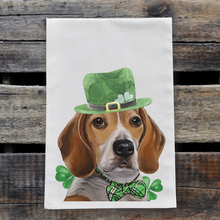 Load image into Gallery viewer, Dog St Patrick's Day Towel 'Beagle', St Patrick Decor