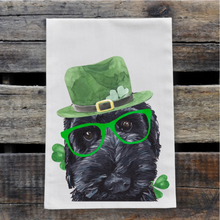 Load image into Gallery viewer, Dog St Patrick&#39;s Day Towel &#39;Labradoodle&#39;, St Patrick Decor
