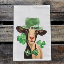 Load image into Gallery viewer, Goat St Patrick's Day Towel 'Luna', St Patrick Decor
