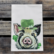 Load image into Gallery viewer, Pig St Patrick's Day Towel 'Sarge', St Patrick Decor