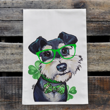 Load image into Gallery viewer, Dog St Patrick's Day Towel 'Schnauzer', St Patrick Decor