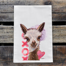 Load image into Gallery viewer, Alpaca Valentine's Day Towel 'Rosie', Valentine's Day Decor