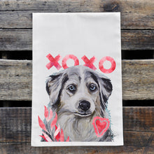 Load image into Gallery viewer, Dog Valentine's Day Towel 'Australian Shepherd', Valentine's Day Decor