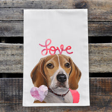 Load image into Gallery viewer, Dog Valentine's Day Towel 'Beagle', Valentine's Day Decor