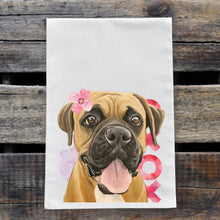 Load image into Gallery viewer, Dog Valentine's Day Towel 'Boxer', Valentine's Day Decor