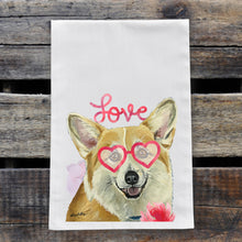 Load image into Gallery viewer, Dog Valentine's Day Towel 'Corgi', Valentine's Day Decor