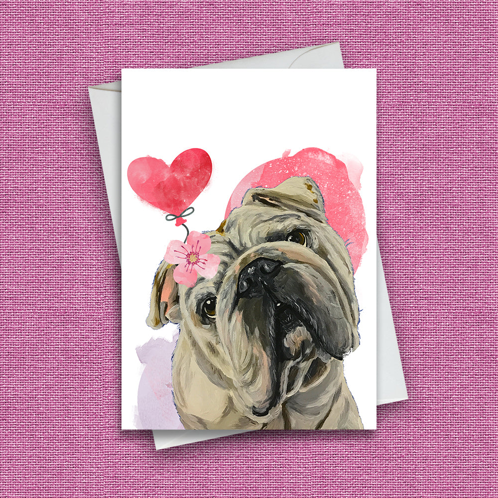 Valentine's Day Card 'English Bulldog', Dog Valentine's Day Card