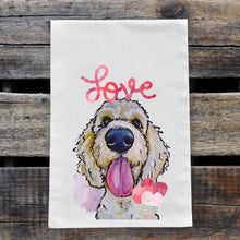 Load image into Gallery viewer, Dog Valentine's Day Towel 'White Goldendoodle', Valentine's Day Decor