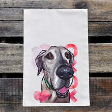 Load image into Gallery viewer, Dog Valentine's Day Towel 'Great Dane', Valentine's Day Decor