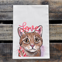Load image into Gallery viewer, Orange Tabby Cat Valentine's Day Towel, Valentine's Day Decor