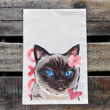 Load image into Gallery viewer, Siamese Cat Valentine's Day Towel, Valentine's Day Decor