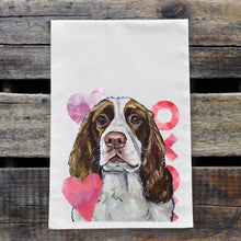 Load image into Gallery viewer, Dog Valentine's Day Towel 'Springer Spaniel', Valentine's Day Decor