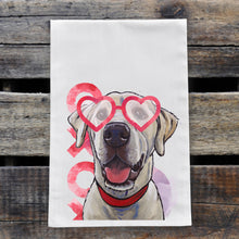 Load image into Gallery viewer, Dog Valentine's Day Towel 'Yellow Lab', Valentine's Day Decor