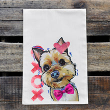 Load image into Gallery viewer, Dog Valentine's Day Towel 'Yorkie', Valentine's Day Decor