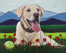 Load image into Gallery viewer, Dog Art Print, Yellow Lab with Background Fine Art Print