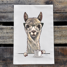 Load image into Gallery viewer, Alpaca Coffee Towel 'Elliemae', Coffee Kitchen Decor