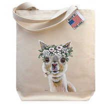 Load image into Gallery viewer, Boho Flowers Alpaca Tote Bag, 'Holly'