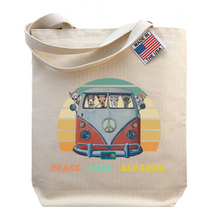 Load image into Gallery viewer, Alpaca Tote Bag, Peace Love Alpacas Gift,  Funny Alpaca Gifts