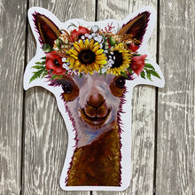 Load image into Gallery viewer, Colorful Sunflower Alpaca Sticker, 4" Sticker, Cute Alpaca Sticker