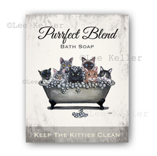 Load image into Gallery viewer, Cat Bathroom Art, 'Purrfect Blend' Cats in Tub Print