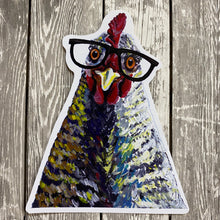 Load image into Gallery viewer, Chicken Sticker, 4" Sticker, Cute Chicken Glasses Sticker
