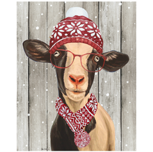 Load image into Gallery viewer, Goat Christmas Art Print, 'Luna'