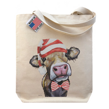 Load image into Gallery viewer, Cow Christmas Tote Bag, 'Hazel'