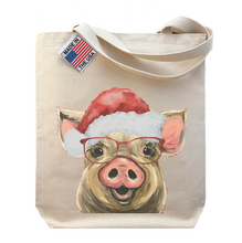 Load image into Gallery viewer, Pig Christmas Tote Bag, 'Posey'