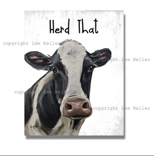 Load image into Gallery viewer, Cow Bathroom Art, 'Herd That' Cow Art Print, Funny Cow Bathroom Decor